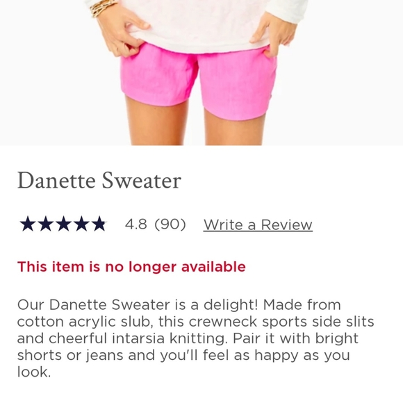 Lilly Pulitzer "SUNNY" Danette Sweater - RETIRED LIGHT SUMMER SWEATER - Picture 4 of 9